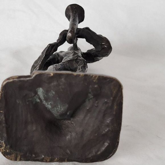 Vintage Saxophone Jazz Musician Brutalist Cast Bronze Sculpture Statue‎ 8" - Picture 3 of 4